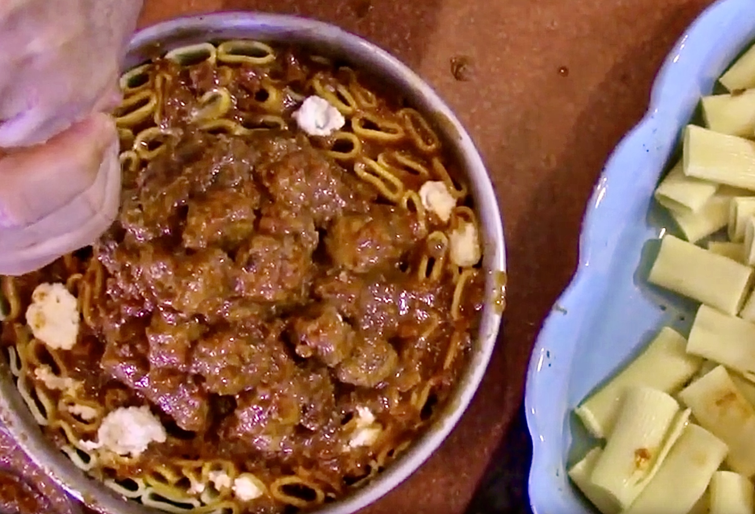 Meatball Mountain with Mostaccioli