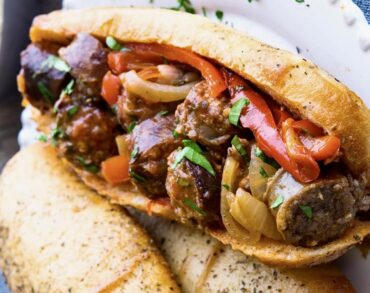 Vito’s Italian Sausage & Peppers On A Roll